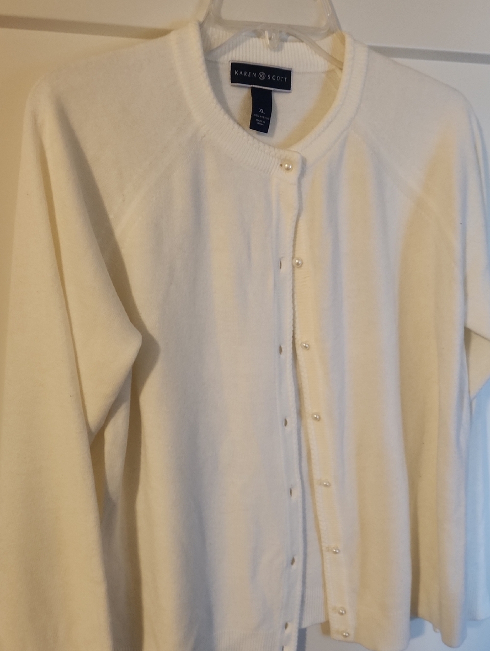 Karen Scott Cardigan Cream Color